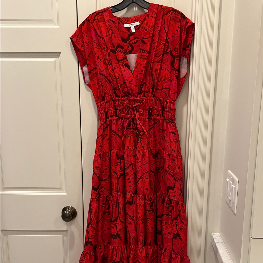10 Crosby Derek Lam Red Abstract Maxi Dress